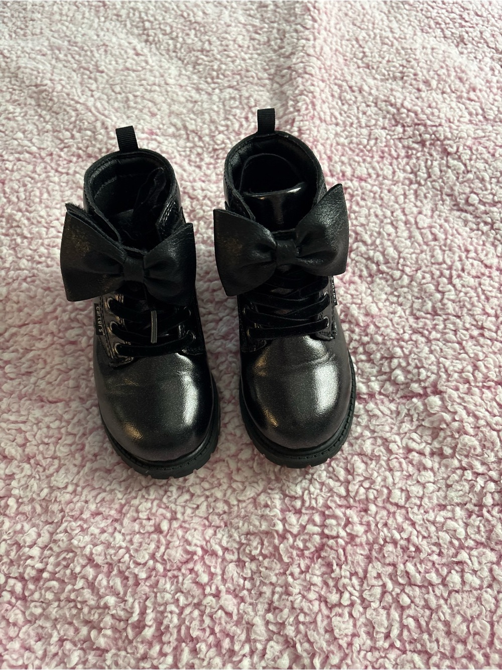 Carter's Black Bow Lace-Up Girls' Boots
